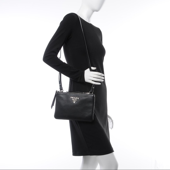Prada♥️NEW♥️double zip Cossbody black /silver - Picture 2 of 8